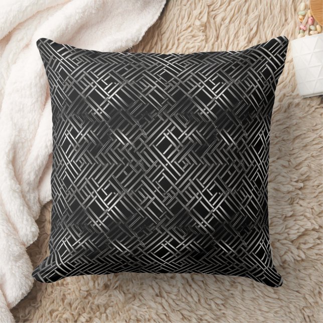 Coussin Motif de blocage noir et argent (Couverture)