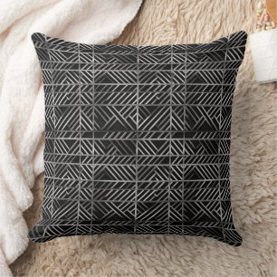 Coussin Motif de blocage noir et argent