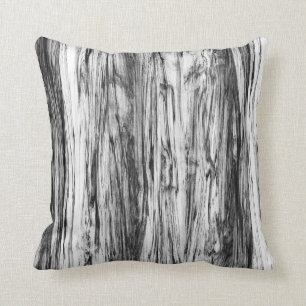 Coussin Motif de bois de flottage - noir, blanc et gris