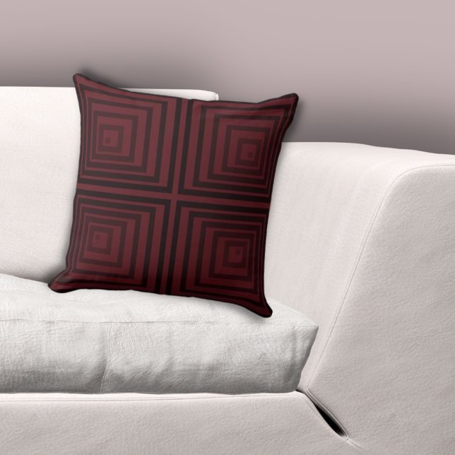 Coussin Motif de boîte imbriquée rouge élégant (Stylish Red Cornered Nested Box Pattern Throw Pillow)