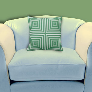 Coussin Motif de boîte imbriquée vert géométrique régulier