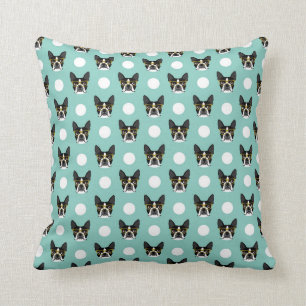 Coussin Motif de Boston Terrier avec lunettes Hipster