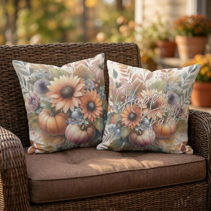 Coussin Motif de bouquet de fleurs de citrouille élégant e