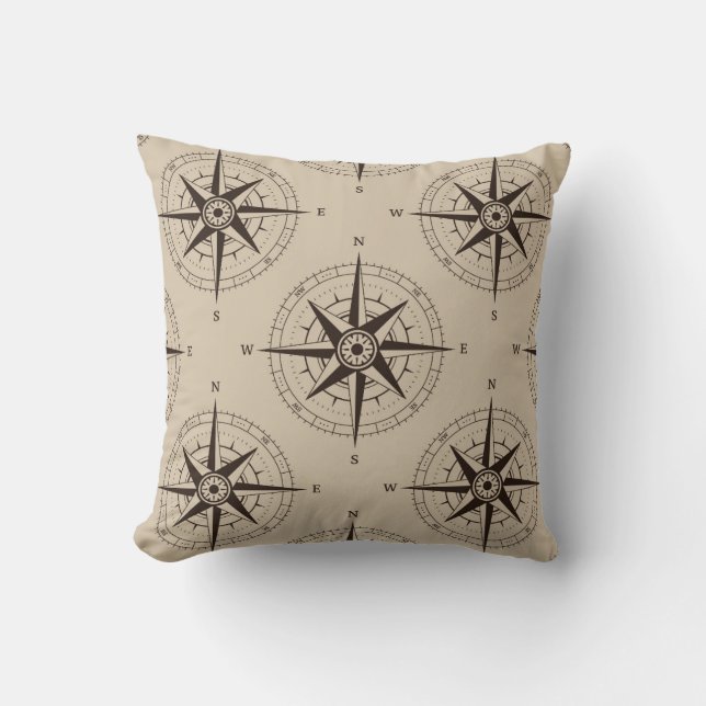 Coussin Motif de boussole de navigation (Recto)