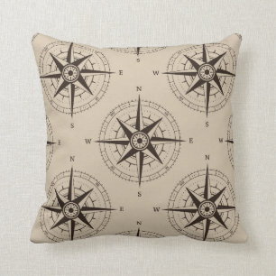Coussin Motif de boussole de navigation