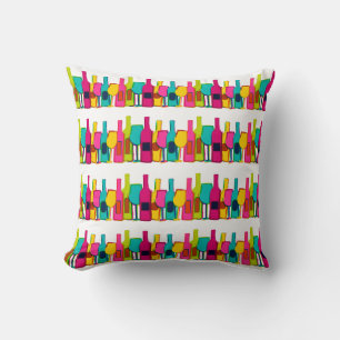 Coussin Motif de bouteilles de vin colorées mignonnes