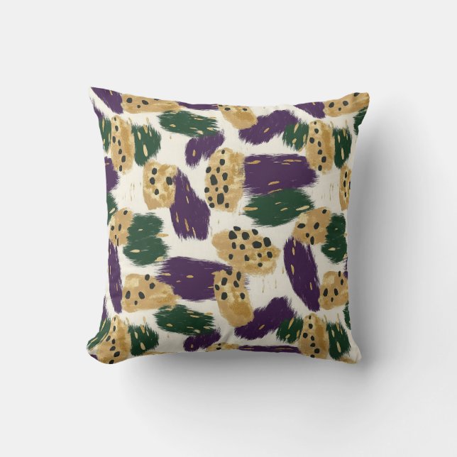Coussin Motif de brosses vert violet or (Recto)