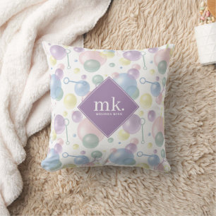Coussin Motif de bulle coloré mignon Monogrammé