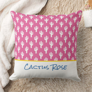 Coussin Motif de cactus de Saguaro moderne désert NOM Rose