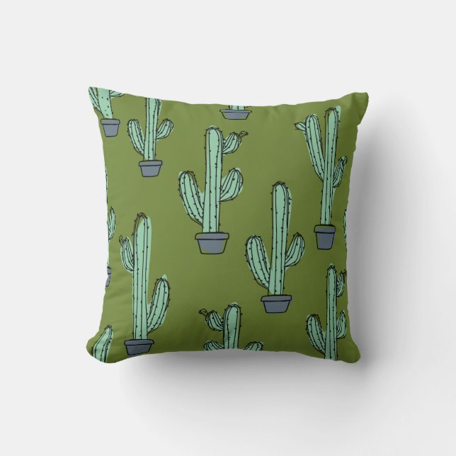 Coussin Motif de cactus dessiné à la main (Recto)