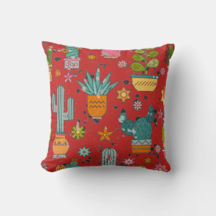 Coussin Motif de cactus en pot festif