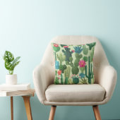 Coussin Motif de cactus Turquoises verts en fleurs (Chaise)