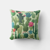 Coussin Motif de cactus Turquoises verts en fleurs (Recto)