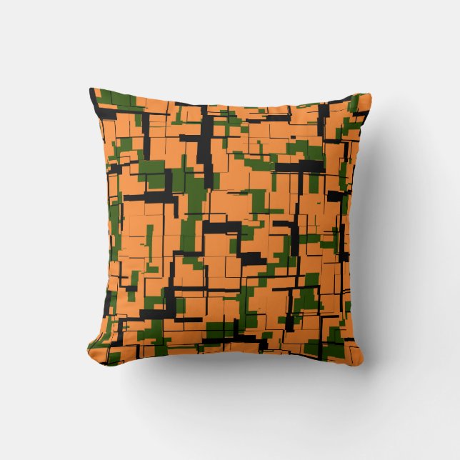 Coussin Motif de caméra numérique noir orange vert (Recto)