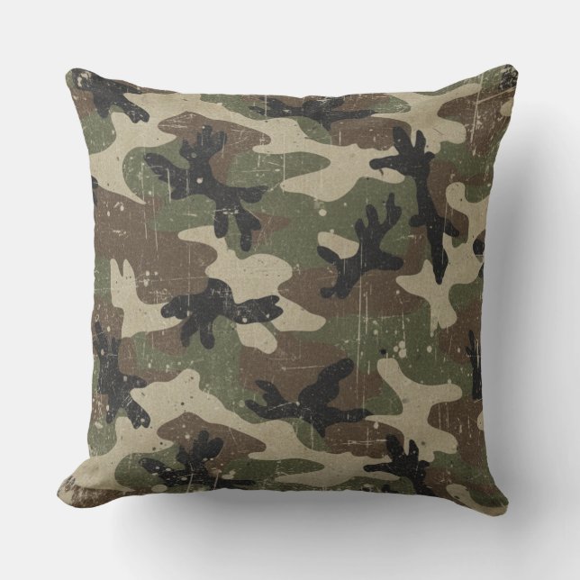 Coussin Motif de camouflage militaire rétro (Recto)