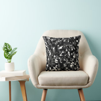 Coussin Motif de camouflage noir et blanc "Fractura"