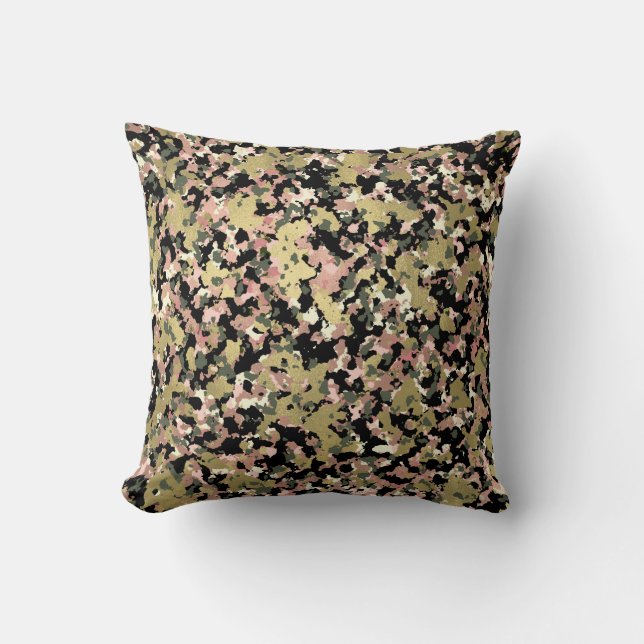Coussin Motif de camouflage noir rose or (Recto)