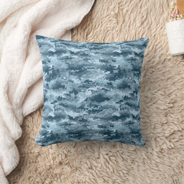 Coussin Motif de camouflage pixelisé militaire bleu (Couverture)