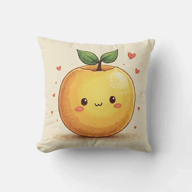 Coussin motif de caractère aux fruits mignons (Recto)