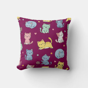 Coussin Motif de caricatures de chats Kawaii