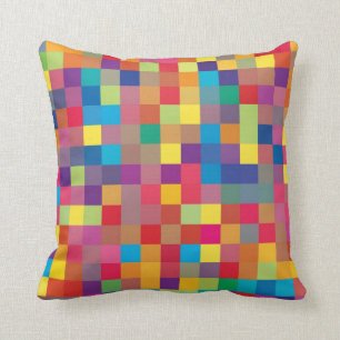 Coussin Motif de carré d'arc-en-ciel de pixel