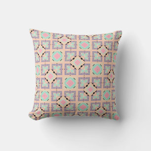 Coussin Motif de carrelage géométrique pastel Rose Menth
