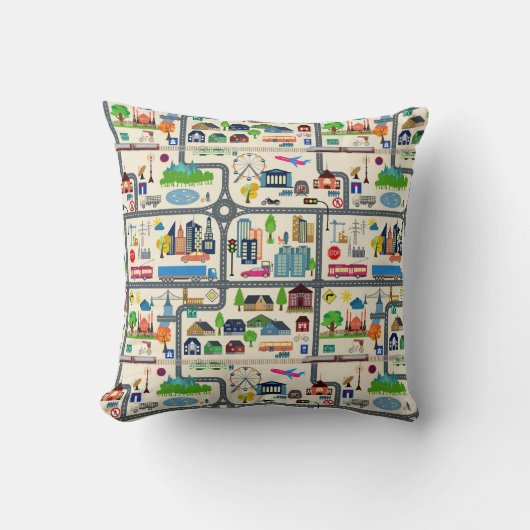 Coussin Motif de carte de ville (Recto)