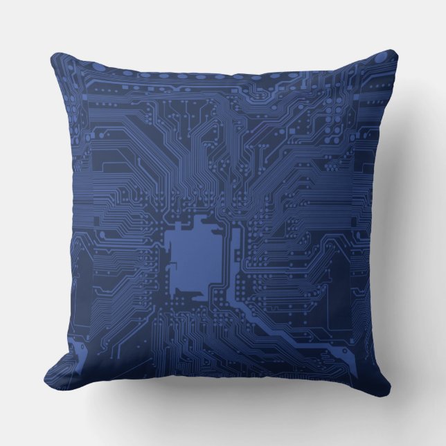 Coussin Motif de carte mère Geek bleu (Recto)