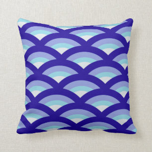 Coussin Motif de cercle bleu sans couture
