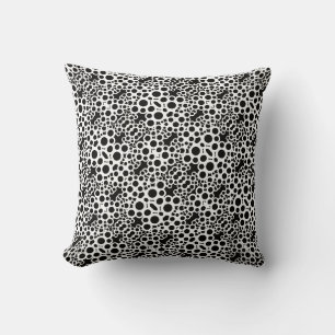 Coussin Motif de cercles noir et blanc abstrait moderne