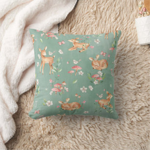 Coussin Motif de cerfs à l'aquarelle