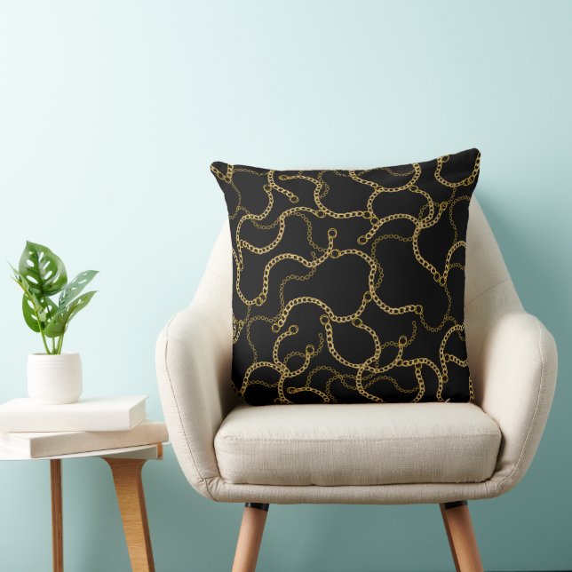 Coussin Motif de Chaînes en Or de Style Urbain  (Chaise)
