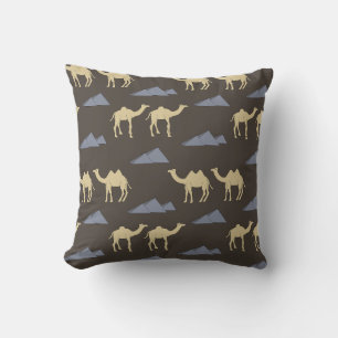 Coussin Motif de chameau avec des pyramides bleues