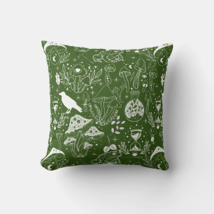 Coussin Motif de champignon psychédélique 2D.BW.b D Green