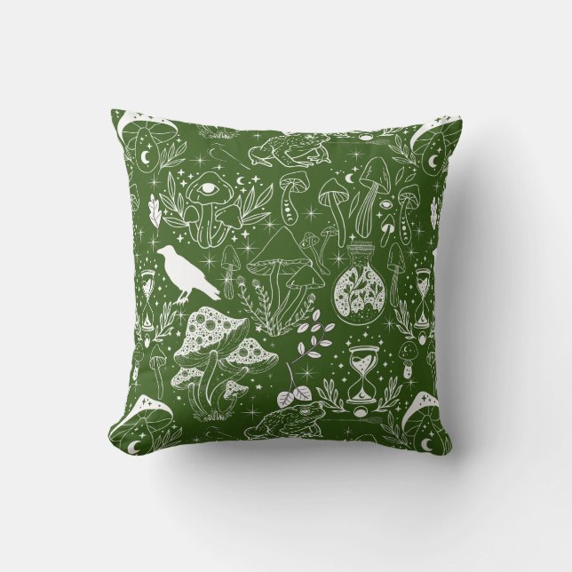 Coussin Motif de champignon psychédélique 2D.BW.b D Green  (Recto)
