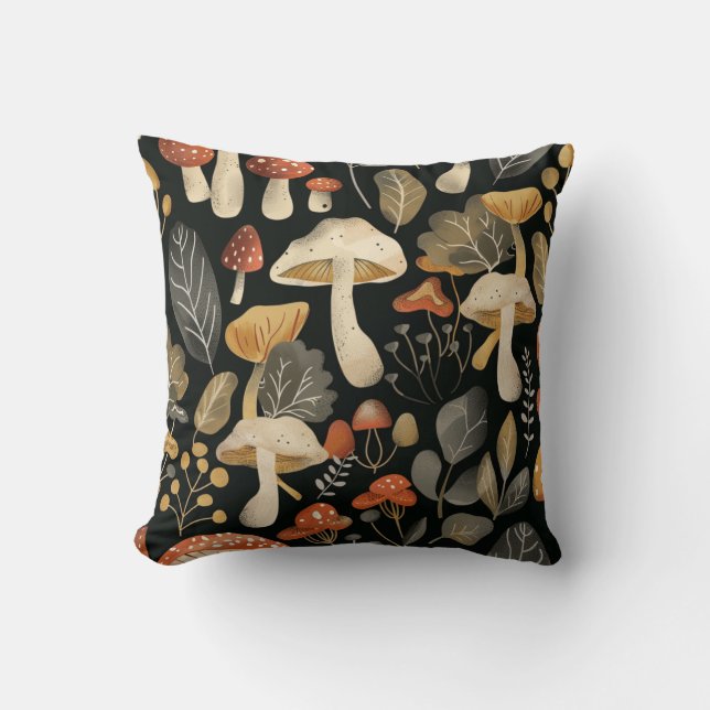 Coussin Motif de champignons Whimsical (Recto)
