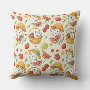 Coussin Motif de chat aux fruits d'été - Conception de piq