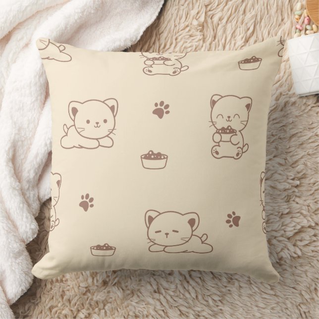 Coussin Motif de chat beige mignon (1) (Couverture)