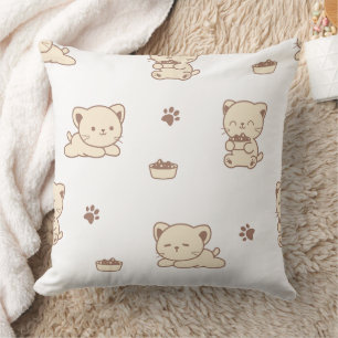 Coussin Motif de chat beige mignon (2)