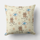 Coussin motif de chat et de poissons (Verso)