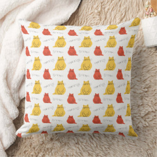 Coussin Motif de chat orange et jaune mignon