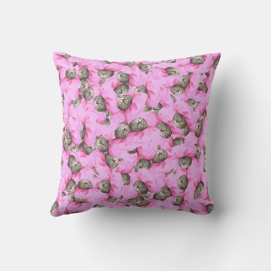 Coussin Motif de chat rose drôle (Verso)
