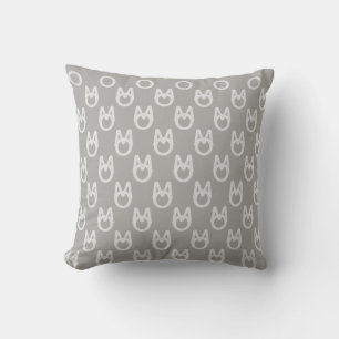 Coussin Motif de chat sauvage argenté élégant sur gris