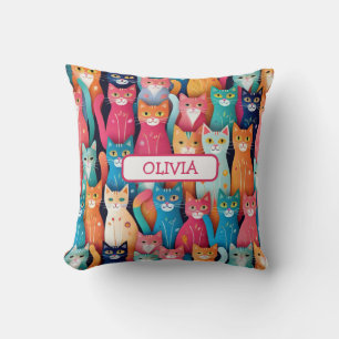 Coussin Motif de chatons colorés mignons