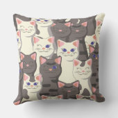 Coussin Motif de chats blancs et gris (Verso)