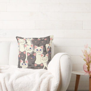 Coussin Motif de chats blancs et gris