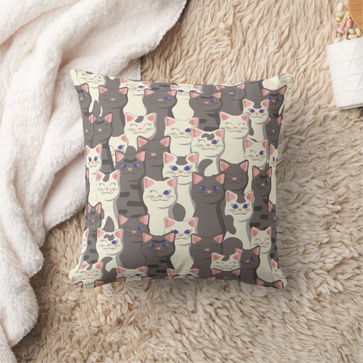 Coussin Motif de chats blancs et gris (Couverture)