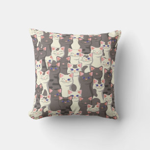 Coussin Motif de chats blancs et gris