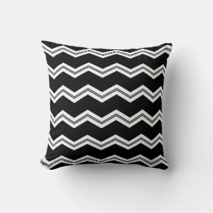 Coussin motif de chevron blanc noir