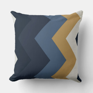 Coussin Motif de chevron jaune, bleu et orange